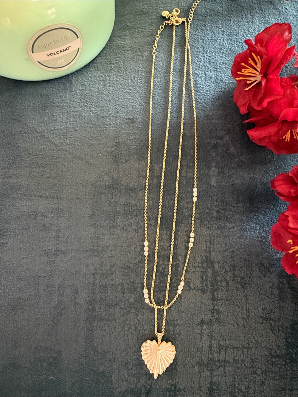 Gold Tone Layered Heart Pendant Necklace - Elegant Women's Jewelry